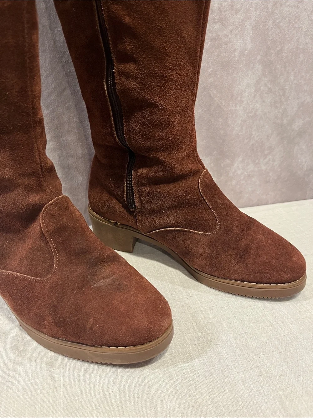 LL Bean Brown Suede Tall Boots - Cozy Lined Sherpa Knee-High size 8.5